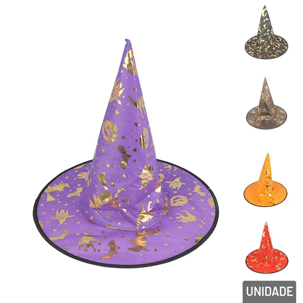 Chapéu de Bruxa Halloween Desenhos Sortidos