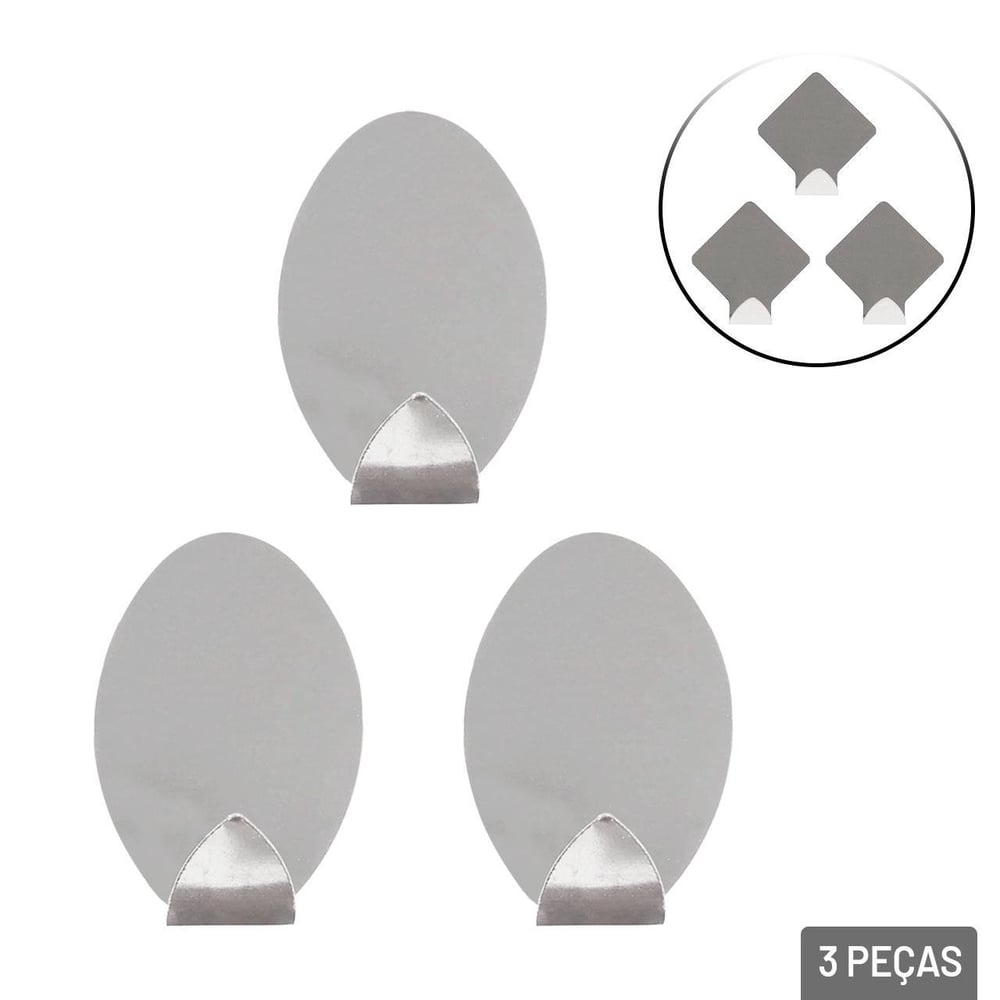 Gancho de Metal 3 Pçs 5cm Adesivo Cromado Sortidos