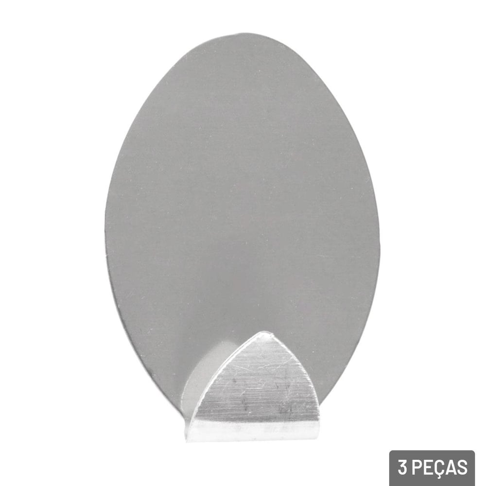 Gancho de Metal 3 Pçs 5cm Adesivo Cromado Sortidos