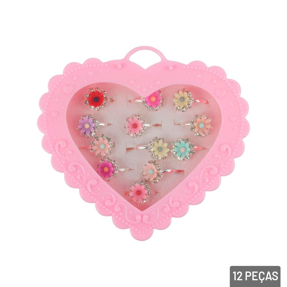 KIT Beleza Infantil 12 Peças Anéis de Flor Color