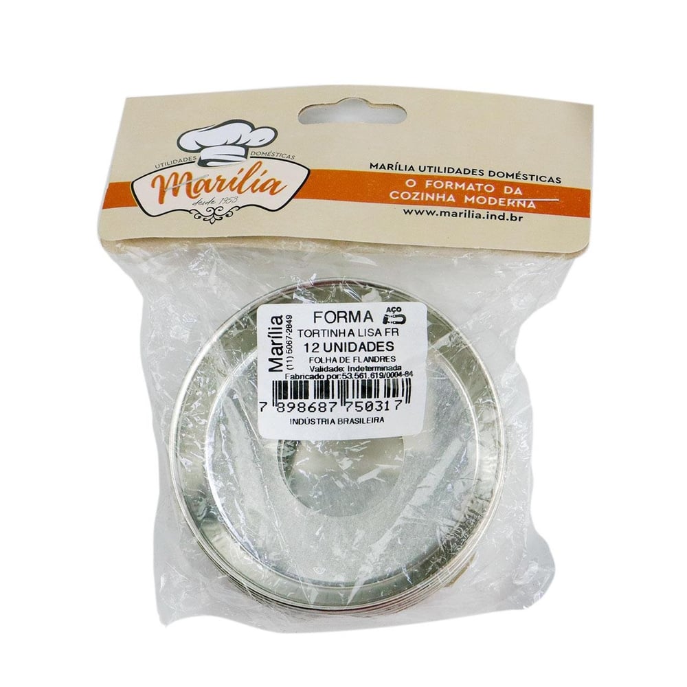 Forma Para Tortinha Flandres 12 Pç Fundo Removível