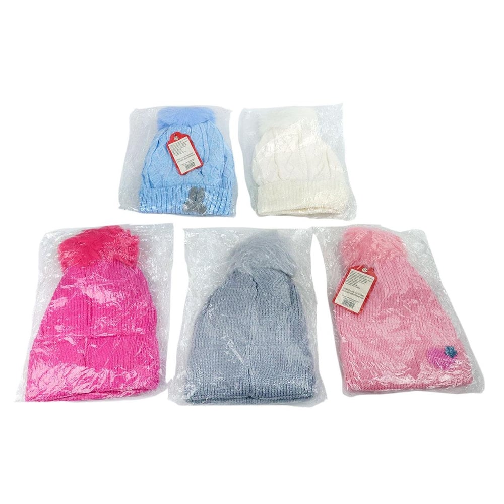 Touca Infantil Poliéster Pompom e Forro Color