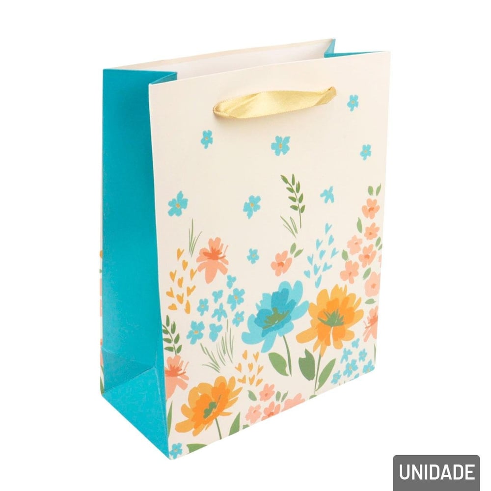 Sacola de Papel 23x18cm Flores Sortidas