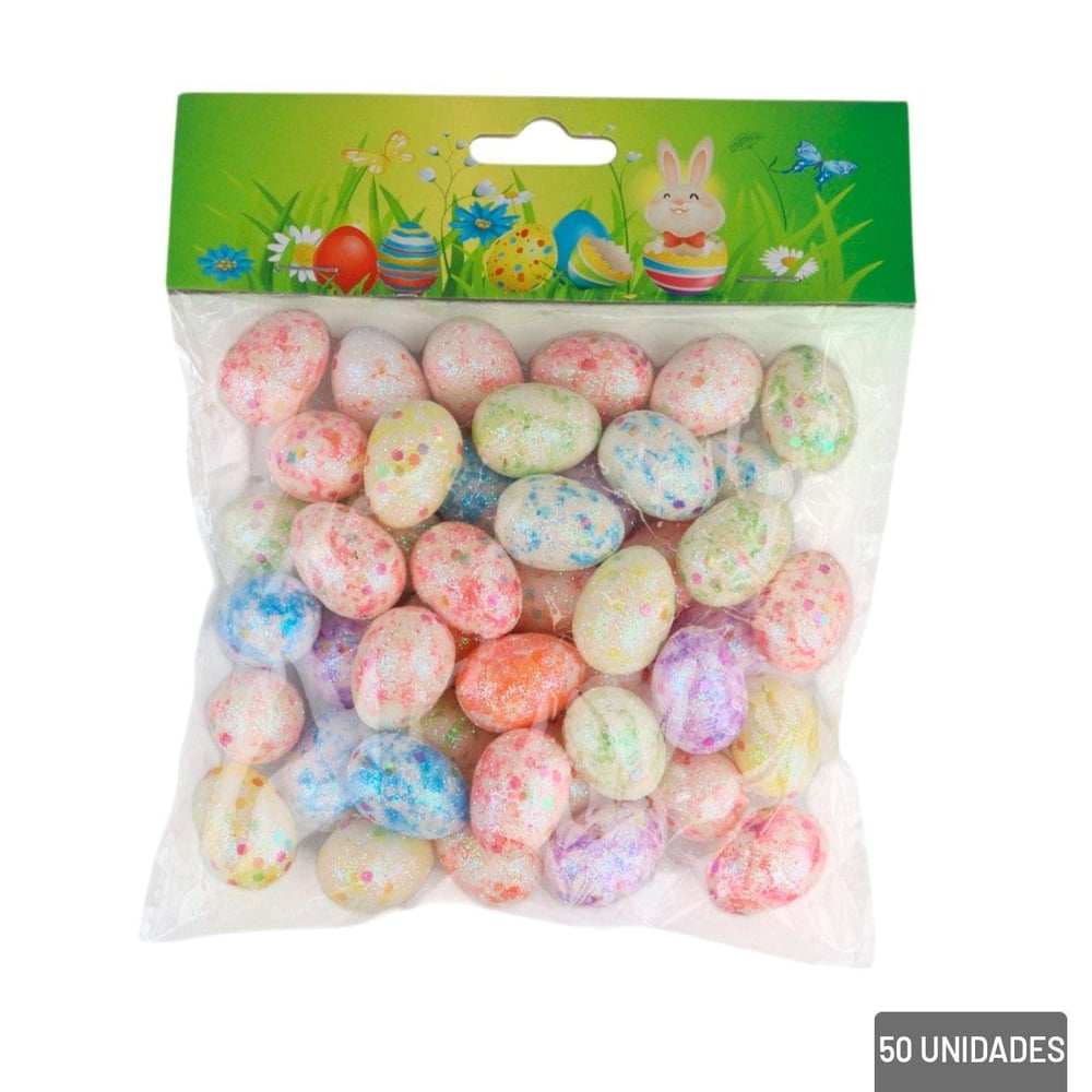 Enfeite de Páscoa Ovos Decorados 50 Peças Colorido