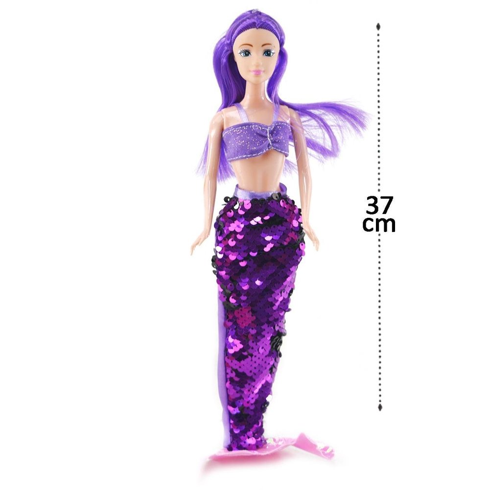 Boneca Sereia com Lantejoula Muda de COR Sortidos