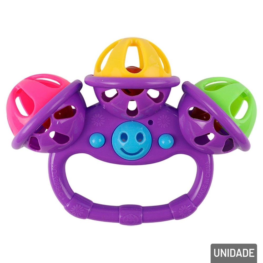 Chocalho Para Bebê 10cm Triplo Color