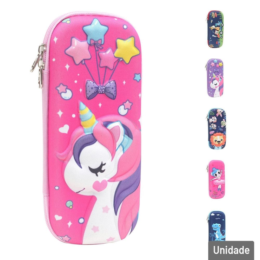 Estojo Escolar Case 22,5cm 3D Figuras Sortidas
