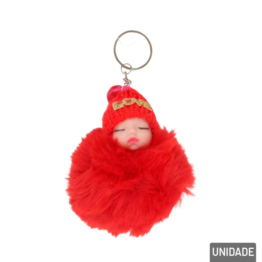 Chaveiro de Pelúcia 10cm Bebe e Pompom Color