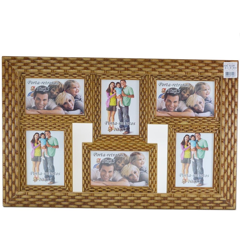 Porta Retrato 57x39 de Madeira 6 Fotos Sortidos