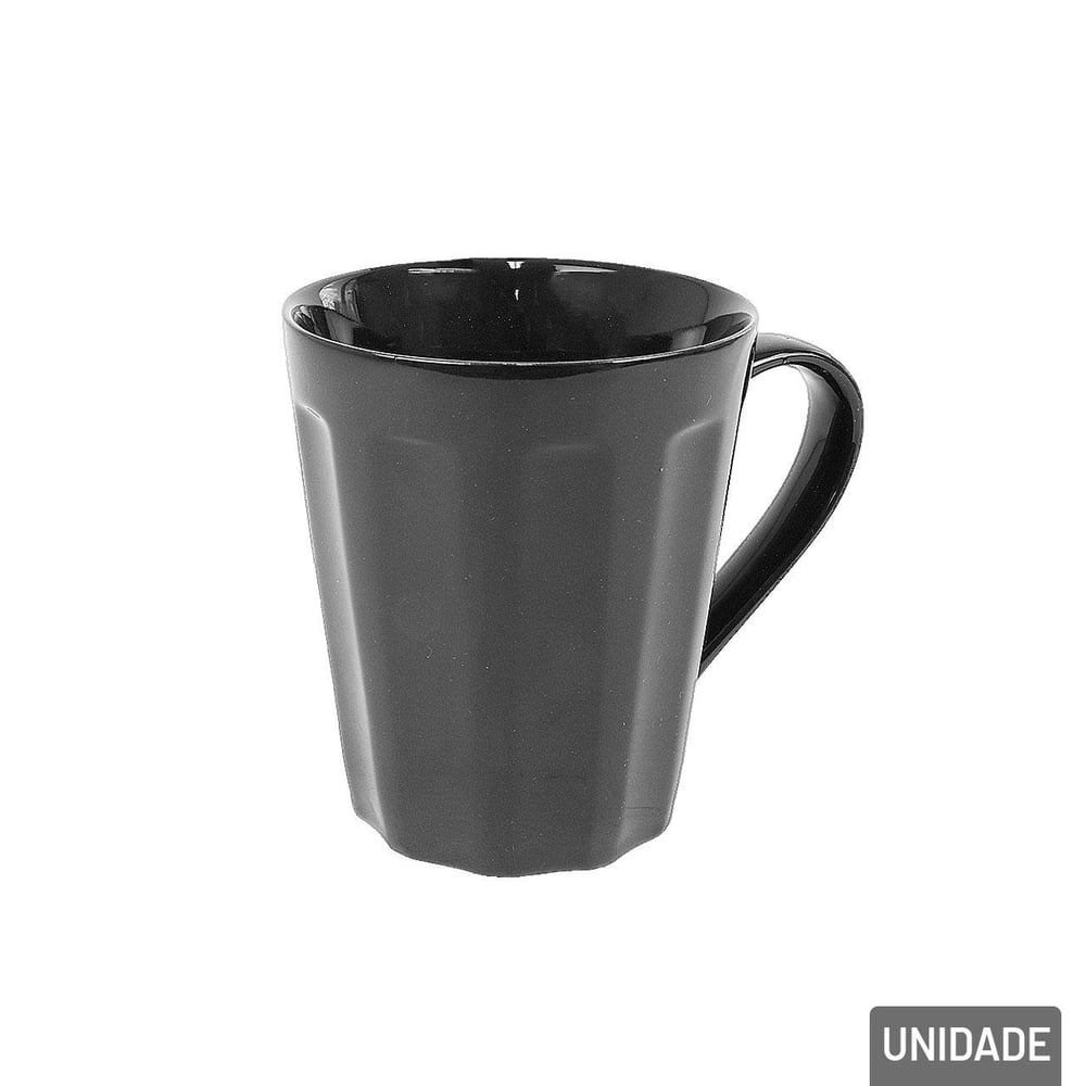 Caneca de Porcelana 250ml Preta Canelada