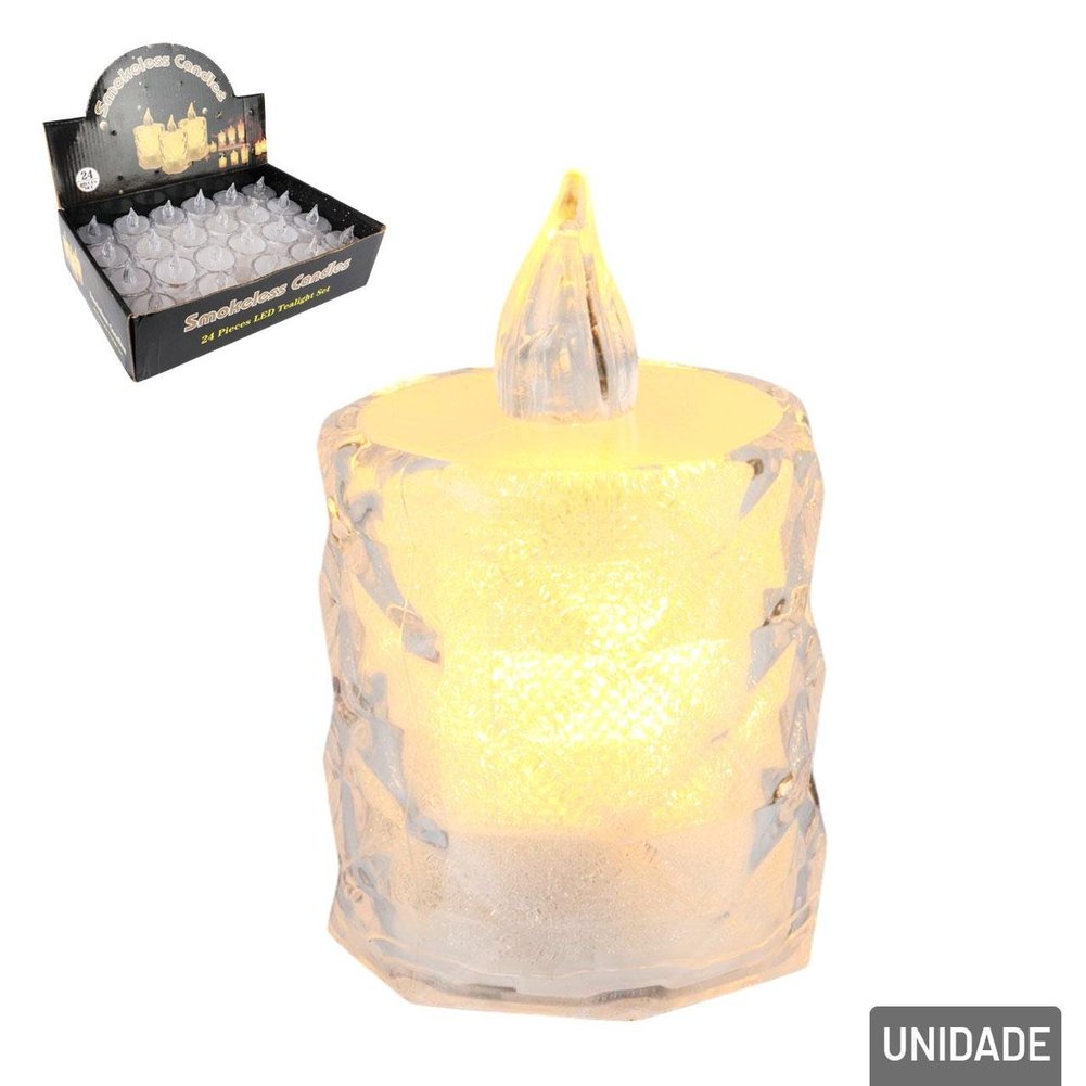 Vela Decorativa LED 6cm Texturizada Transparente