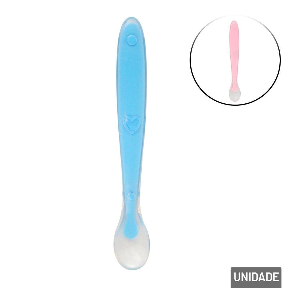 Colher de Silicone Infantil Coração Color