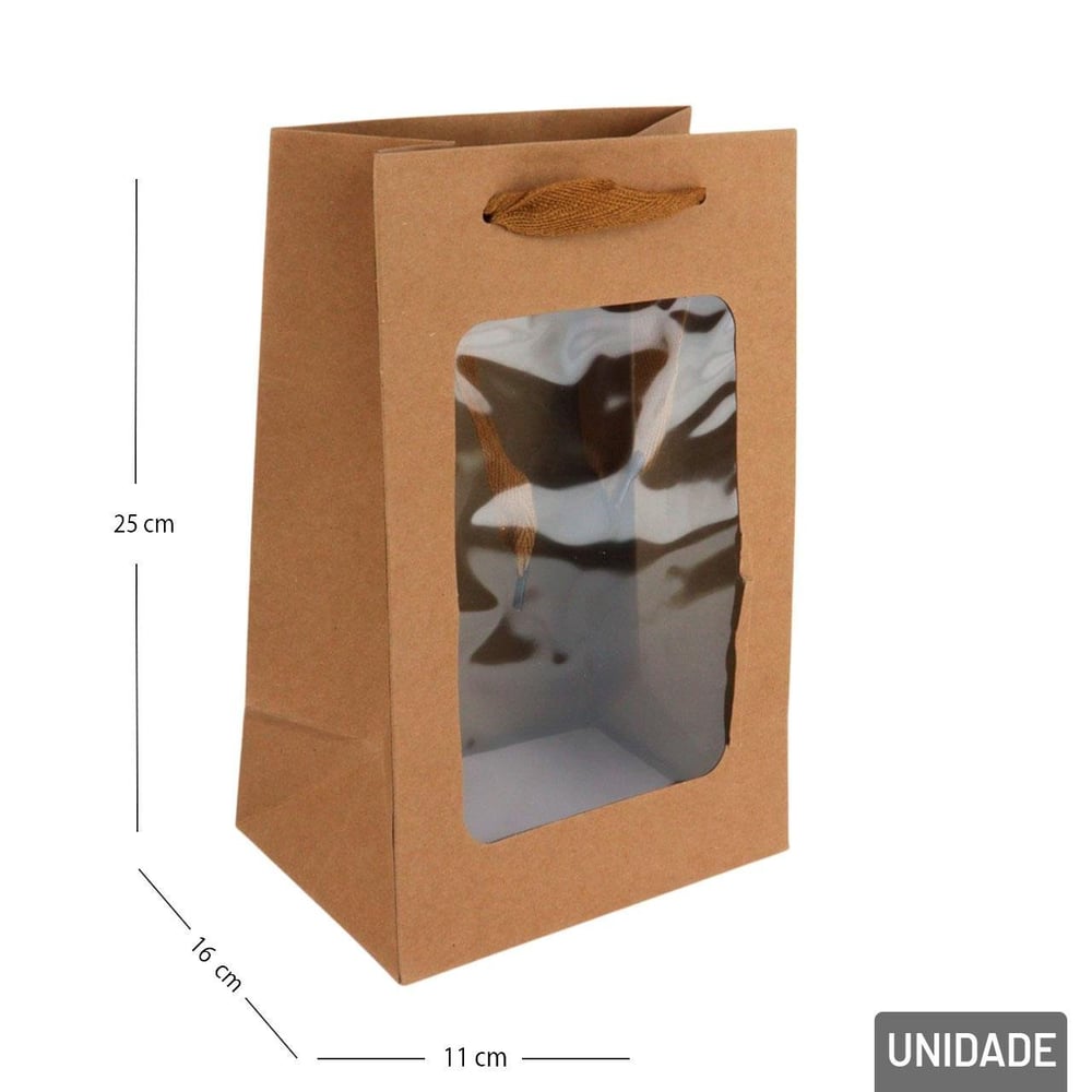 Sacola de Papel 25x16cm com Visor Color