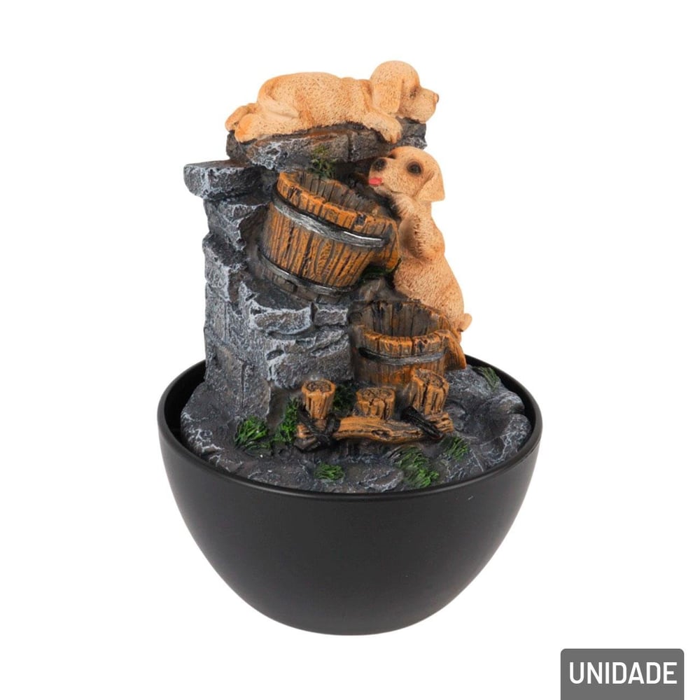 Fonte de água EM Resina 18cm Dogs LED Bivolt