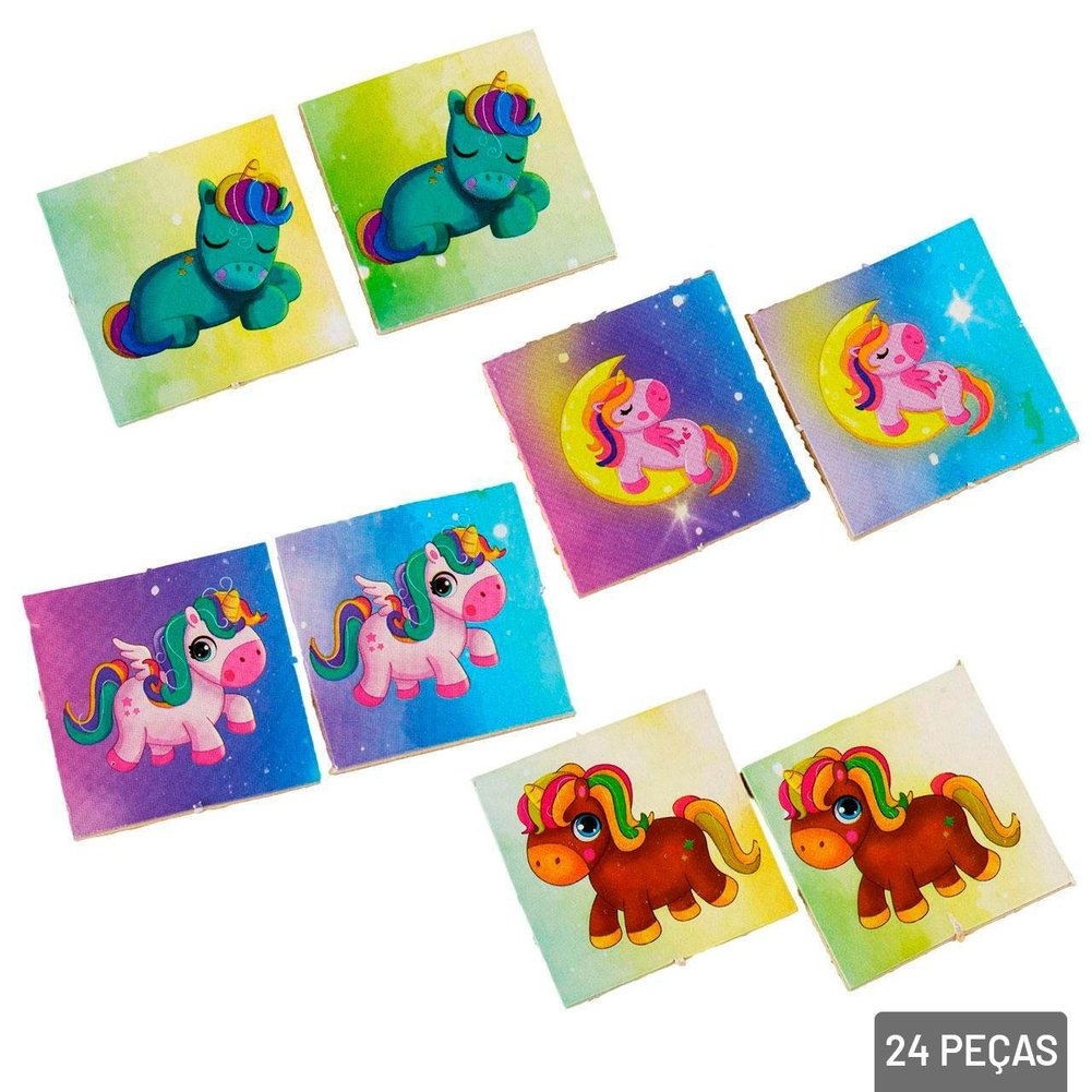 Jogo da Memória 24 Peças Unicórnio