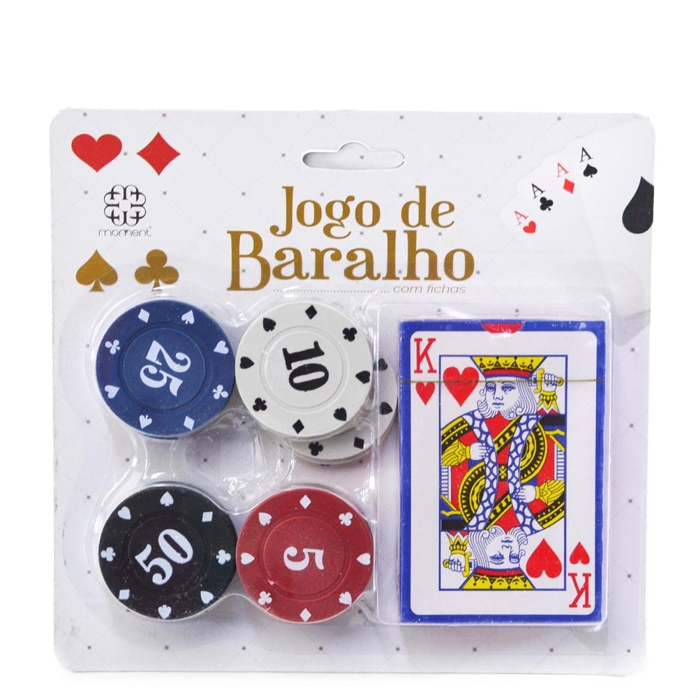 Baralho de Papel 54 Cartas com 24 Fichas de Poker