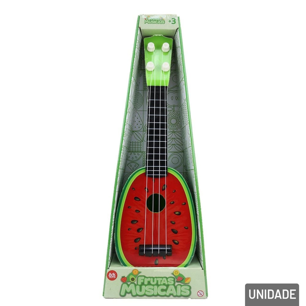 Mini Instrumento de Plástico Ukulele 37cm Frutas