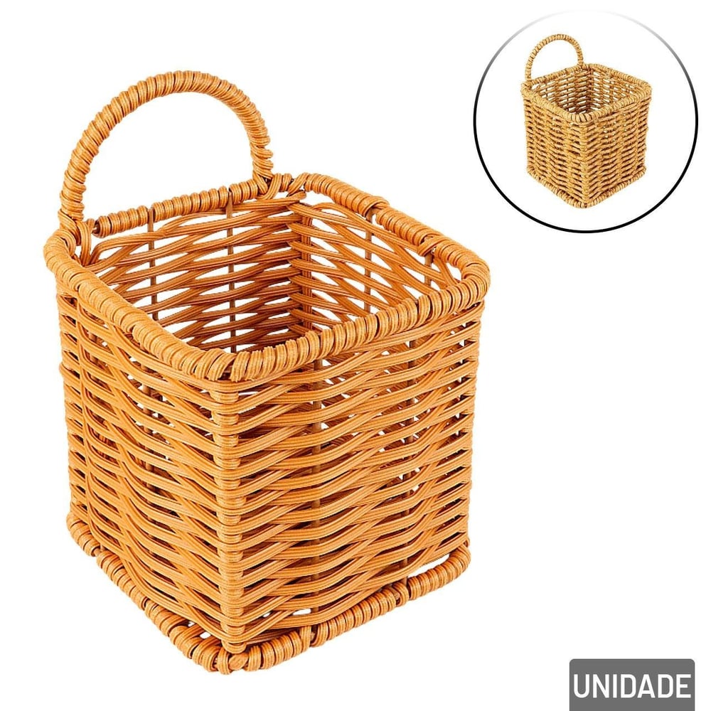 Porta Talher de Plástico 10cm Retangular Trançado