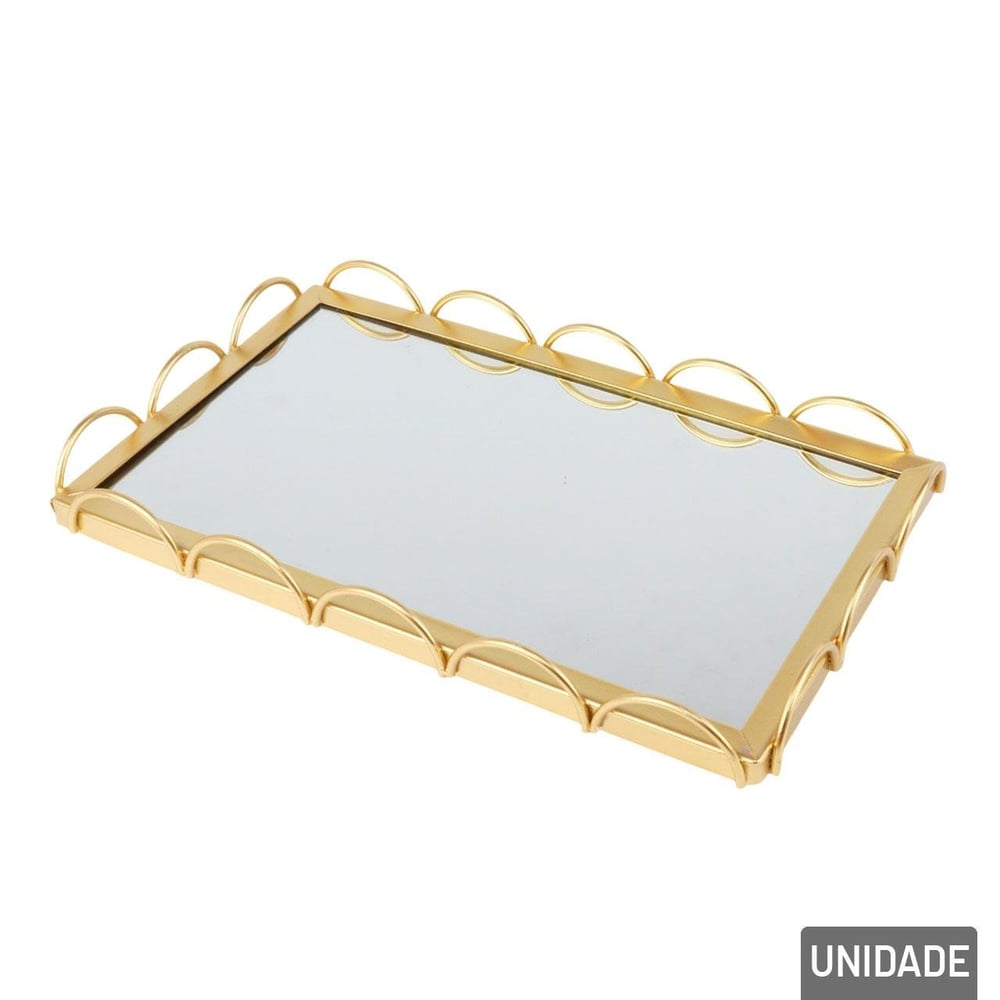 Bandeja Decorativa de Ferro 16x26cm Espelho