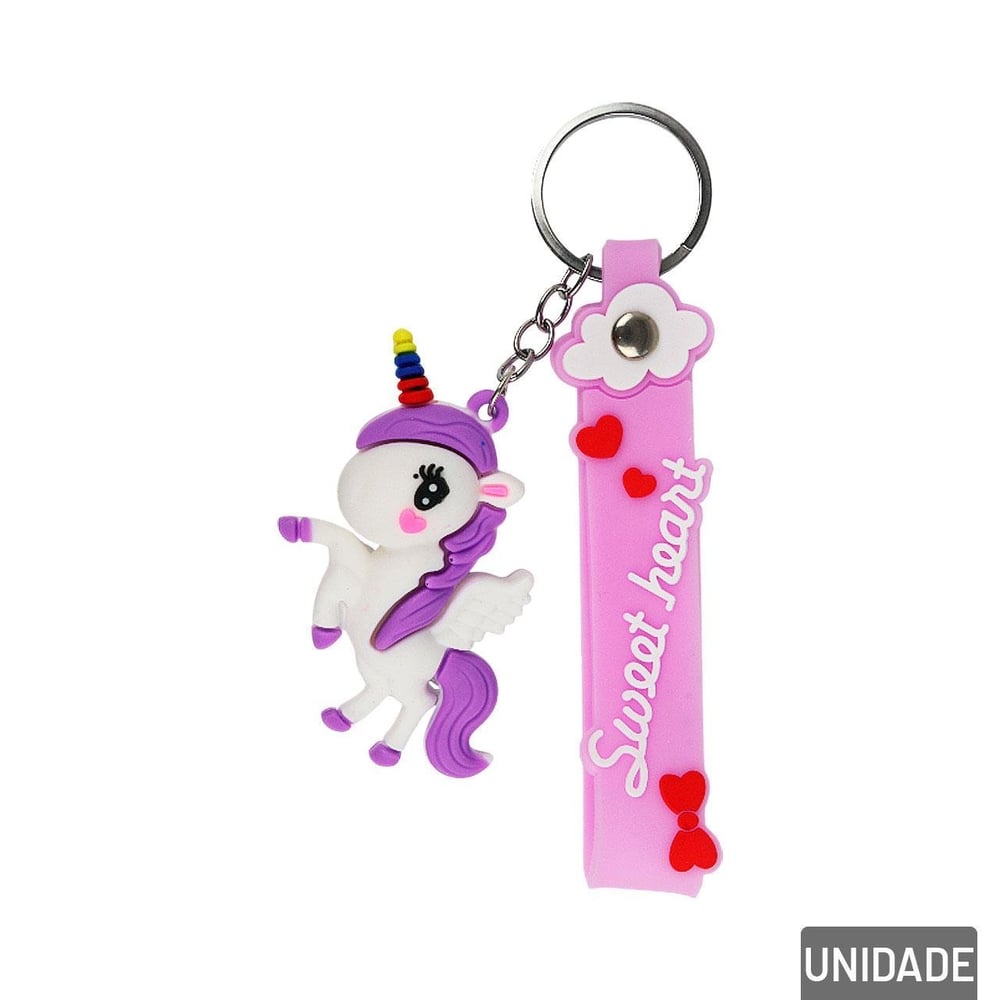 Chaveiro de Silicone 13cm Unicórnio Color