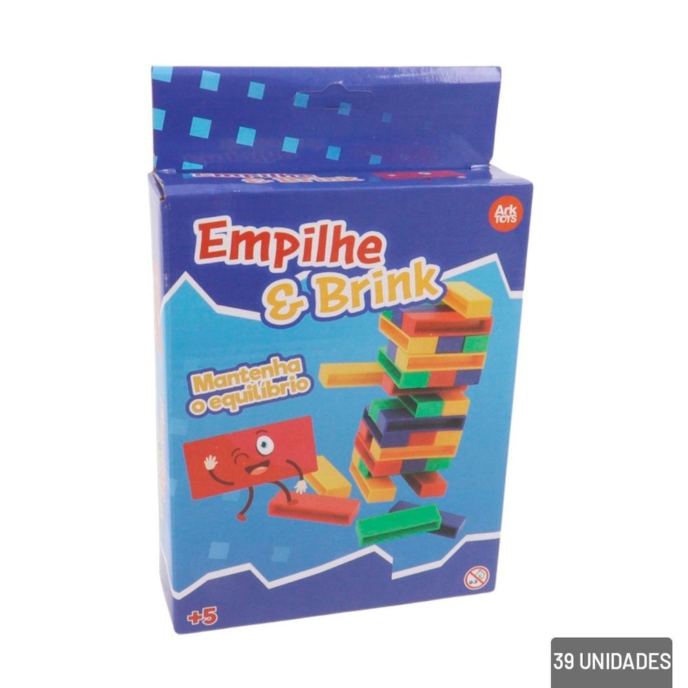 Jogo Empilhe e Brink 39 Peças de Plástico Colorido