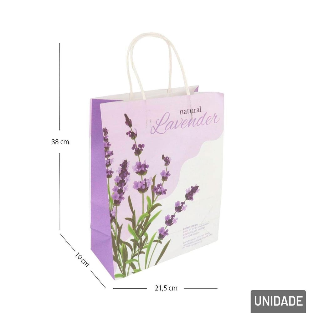 Sacola de Papel 38x21,5cm Flores Lavanda