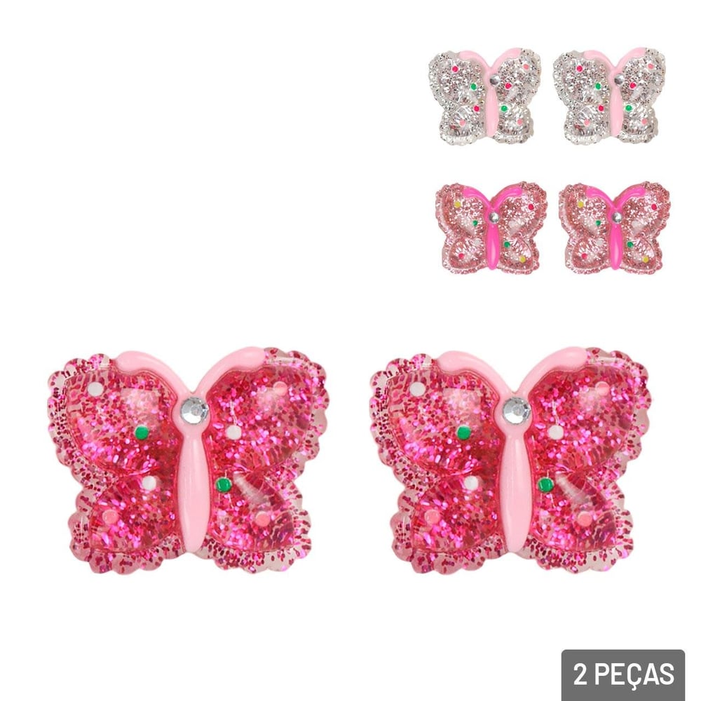 Elástico de Cabelo Plástico 2 Pçs Borboleta Color