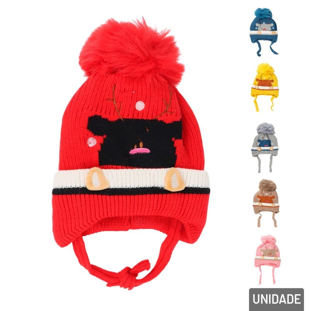 Touca Infantil Poliéster Forro Macio Pompom Color