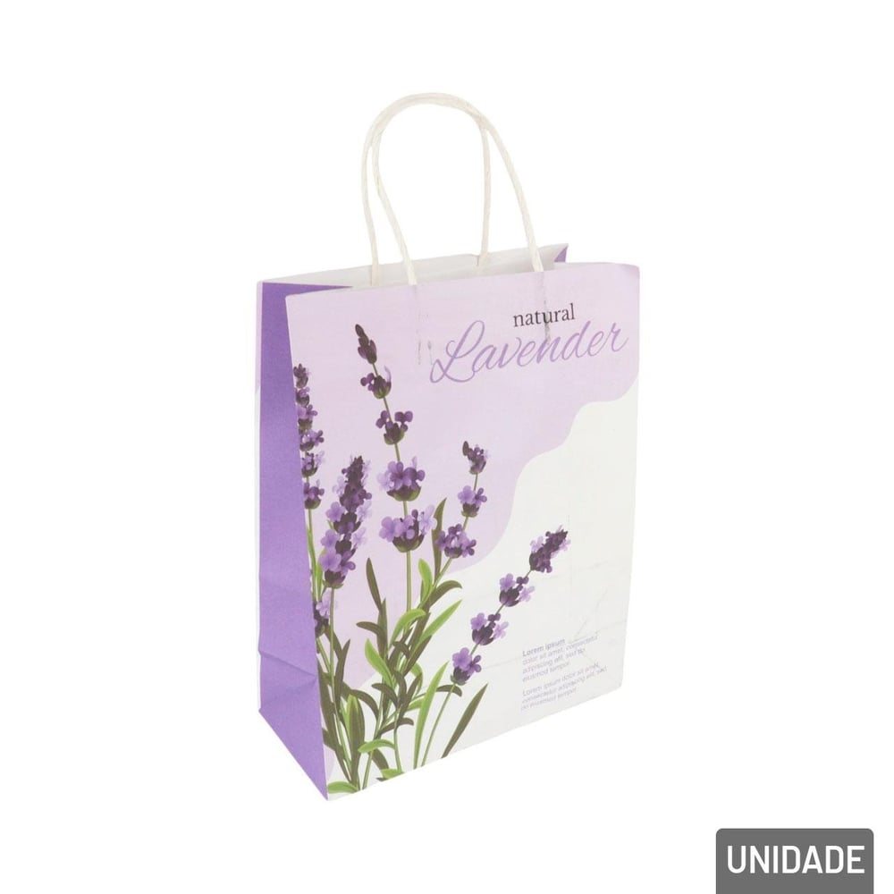 Sacola de Papel 38x21,5cm Flores Lavanda