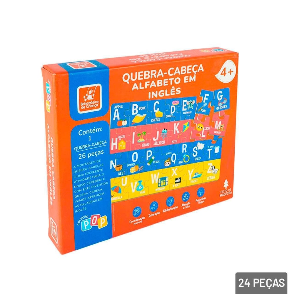 Quebra Cabeça 26 Peças Alfabeto EM Inglês