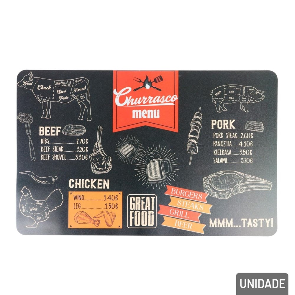 Jogo Americano de PVC 43x28cm Churrasco