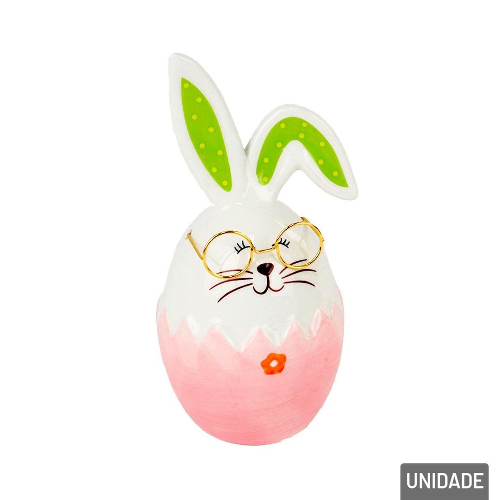 Enfeite Decorativo de Páscoa Coelho Porcelana 15cm