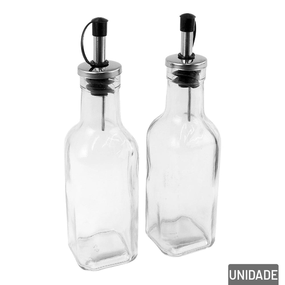 Galheteiro de Vidro 2 Pçs 200ml Bico com Tampa