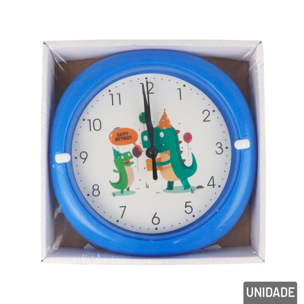 Relógio Analógico de Parede 17cm Redondo Dino
