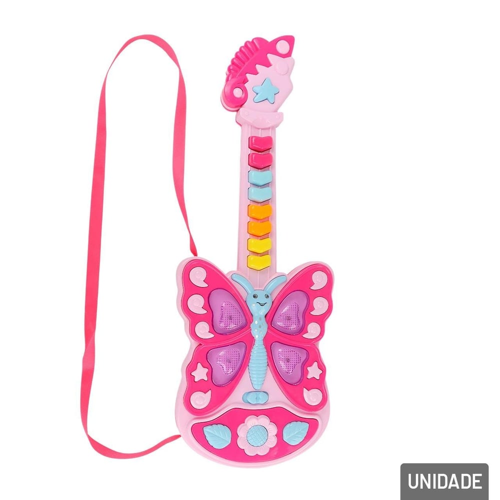 Guitarra Musical de Plástico Infantil Luzes e Som