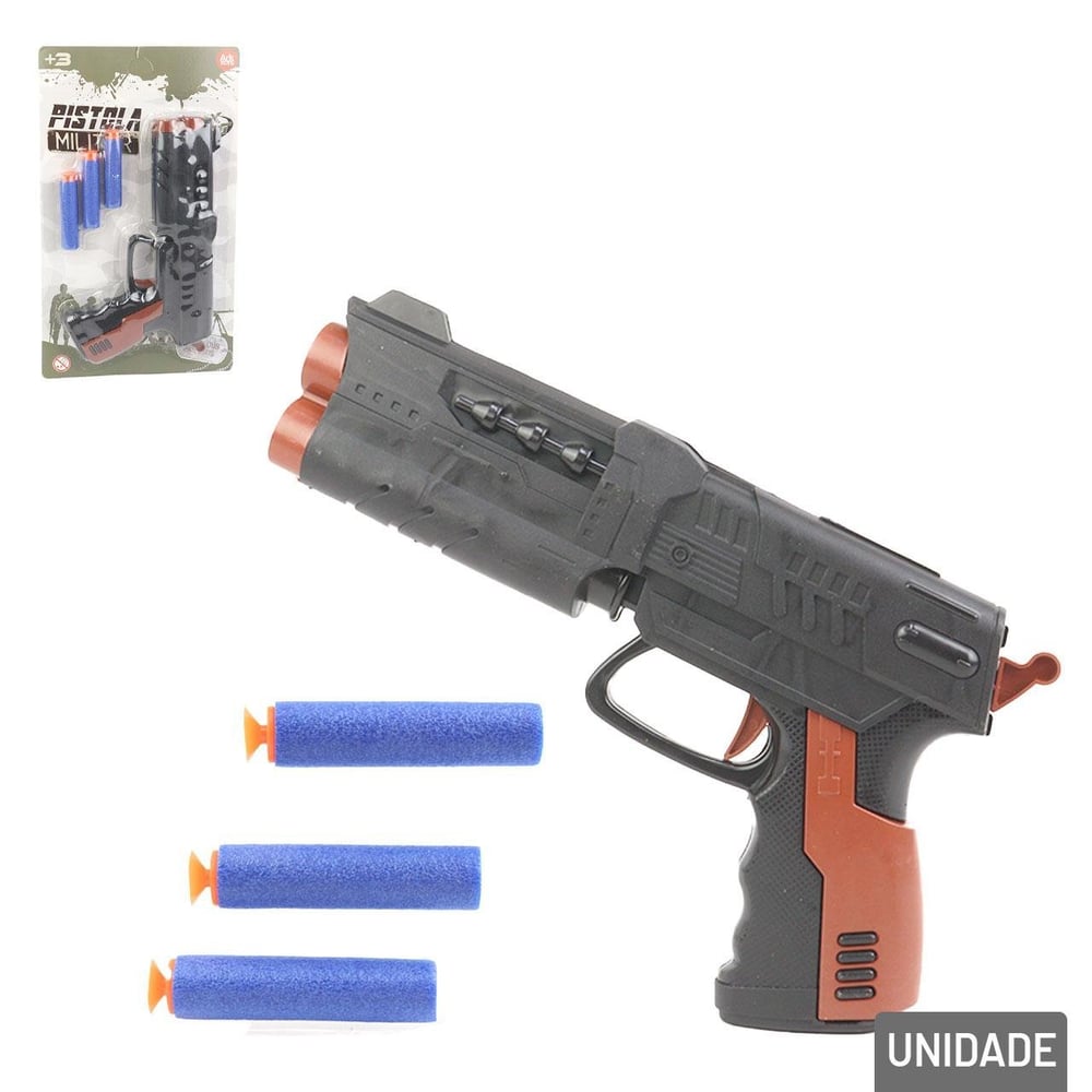 Pistola Lança Dardos 20cm 4 Peças Black Color
