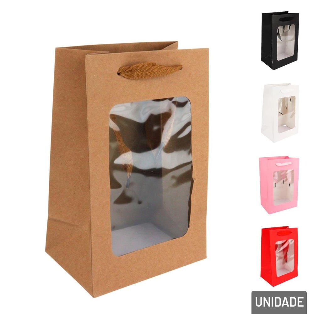 Sacola de Papel 25x16cm com Visor Color
