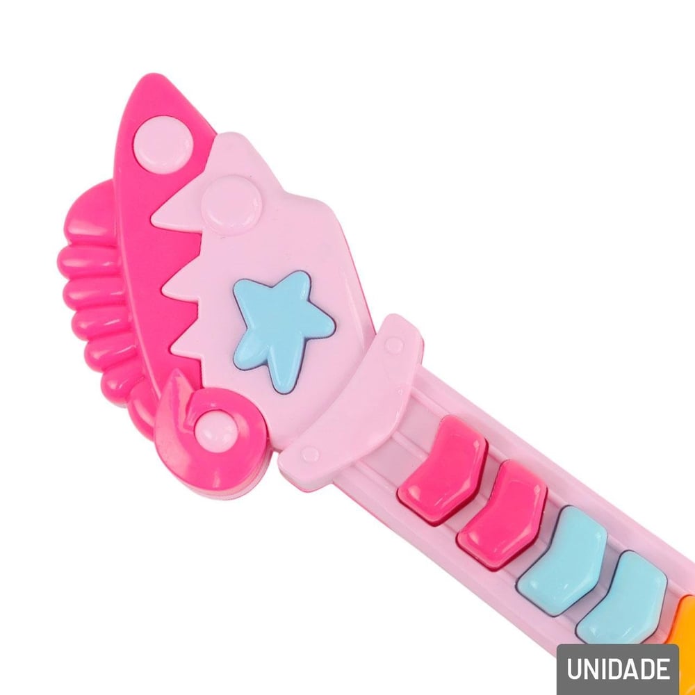 Guitarra Musical de Plástico Infantil Luzes e Som