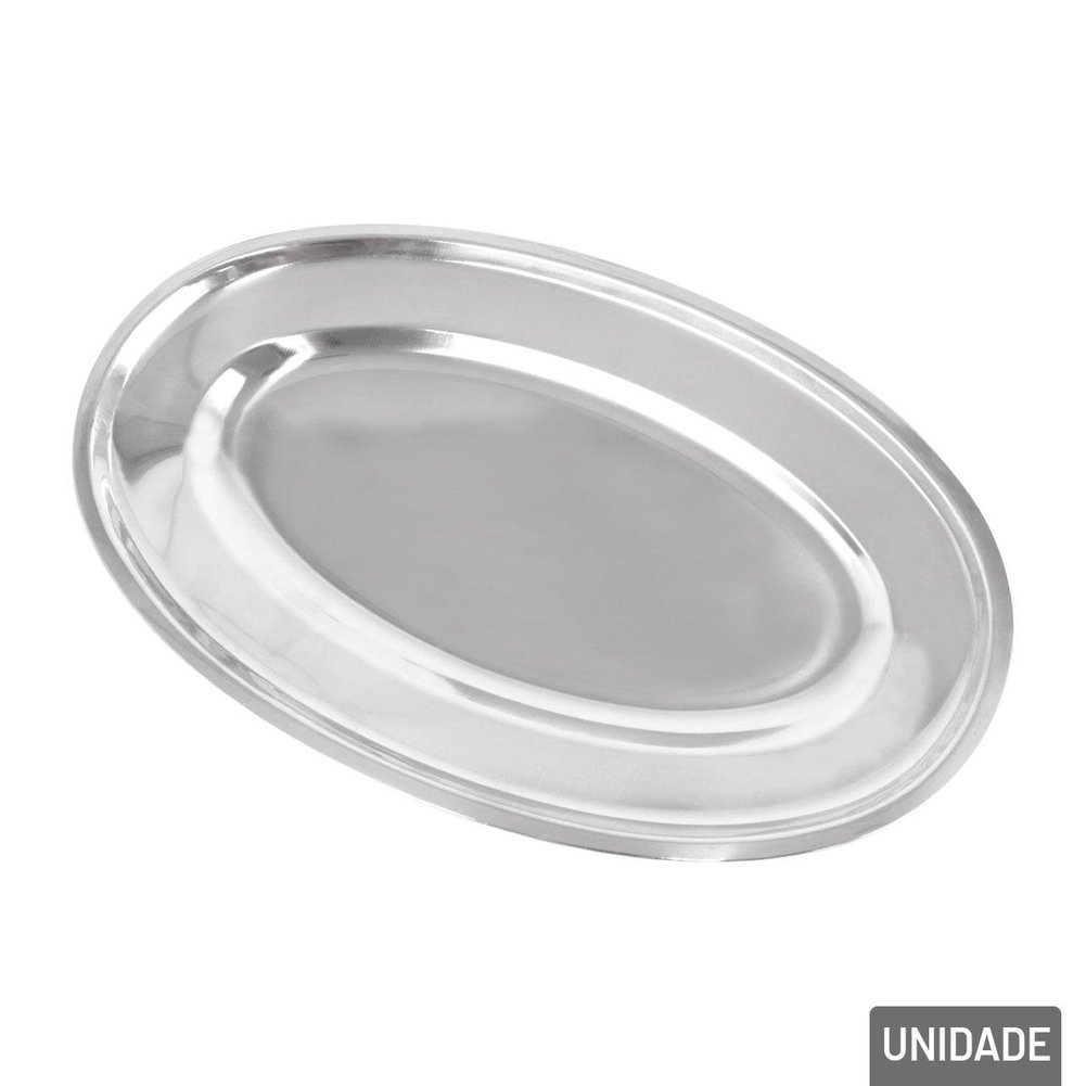 Bandeja de Inox 30x19cm Oval Prata