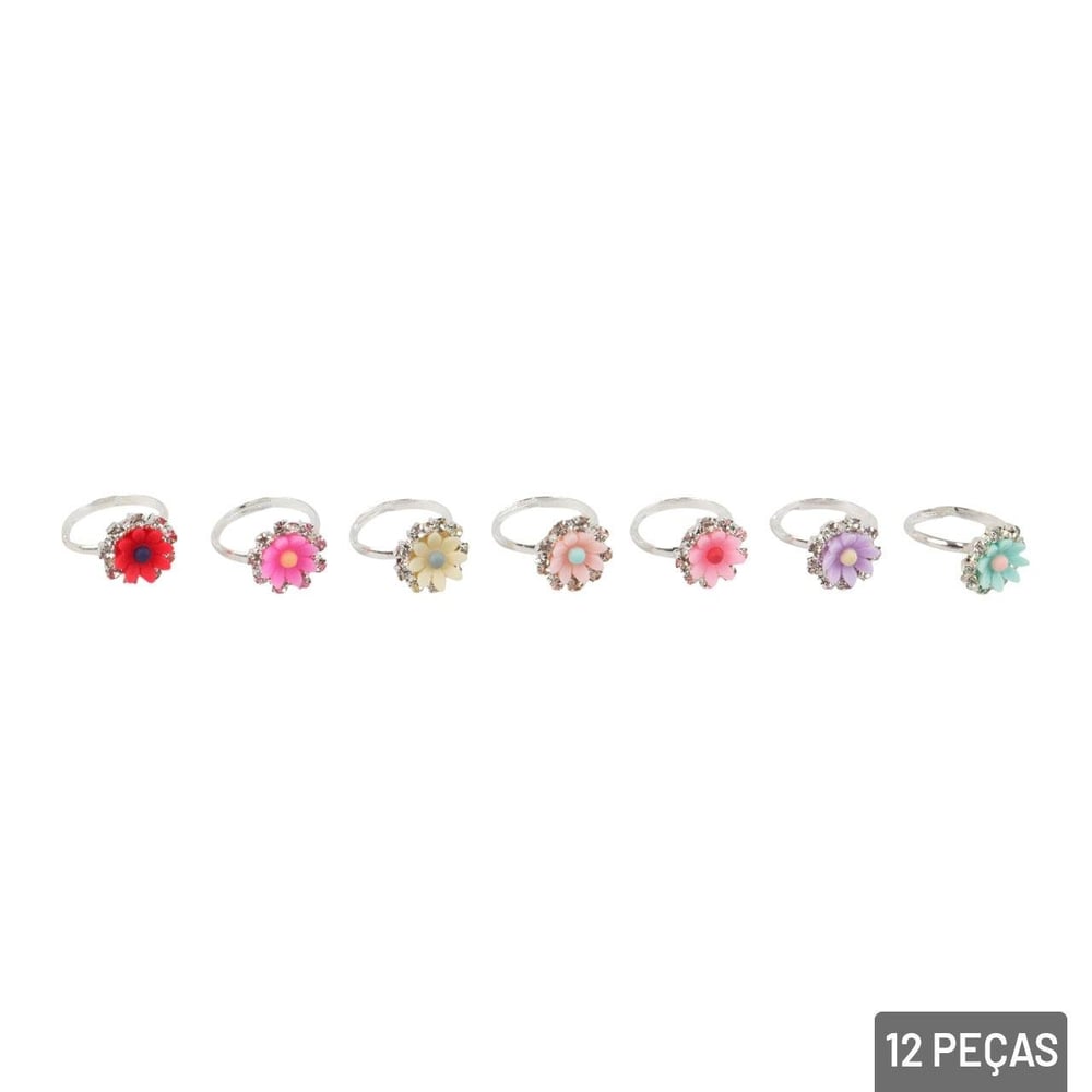 KIT Beleza Infantil 12 Peças Anéis de Flor Color