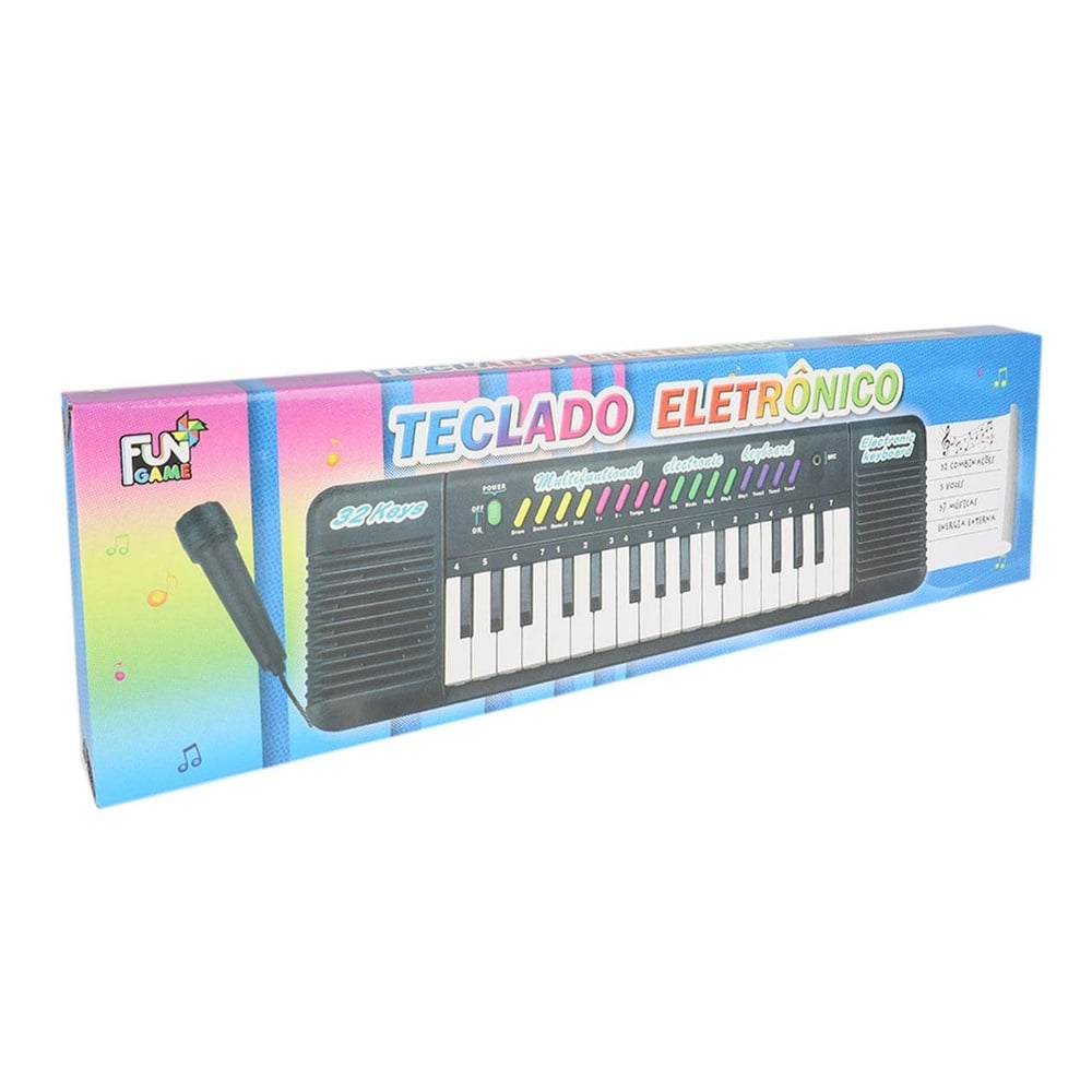 Teclado Musical 32 Teclas com Microfone Plástico
