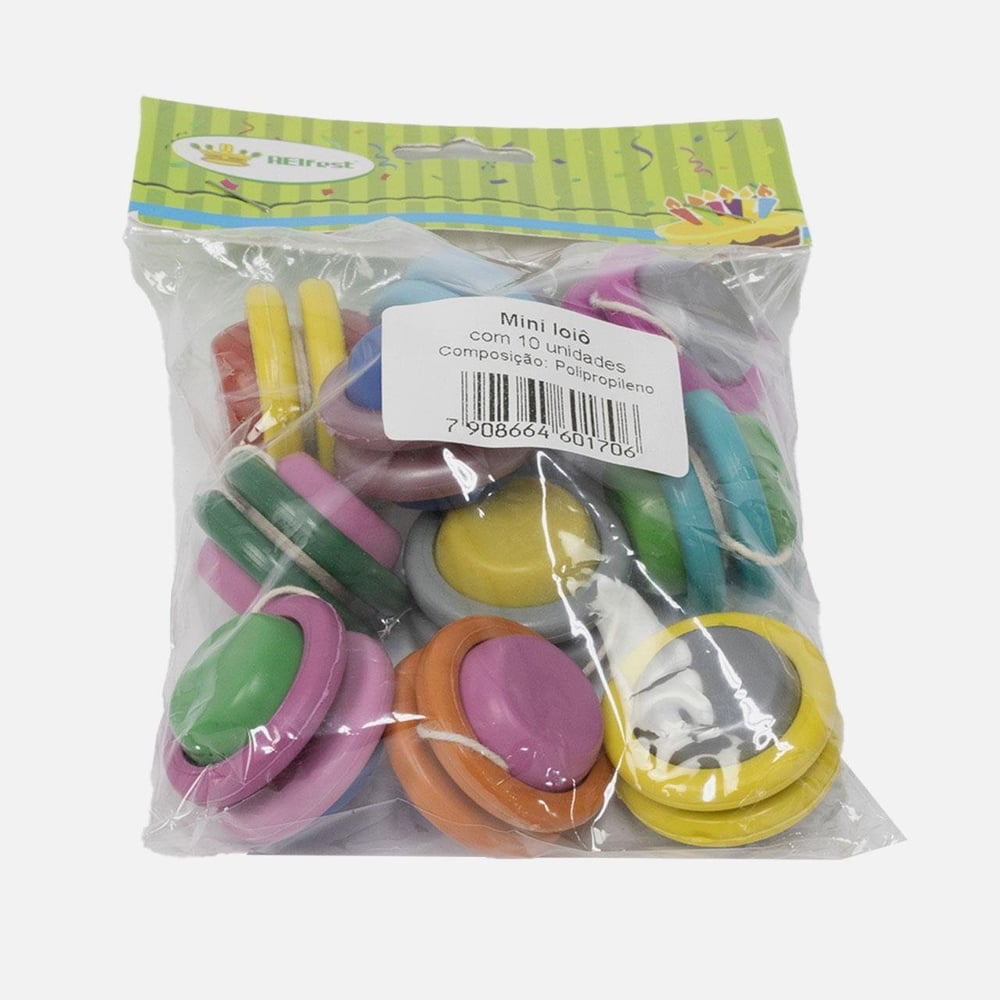 Mini Ioiô de Plástico 2,5cm 10 Peças Colorido
