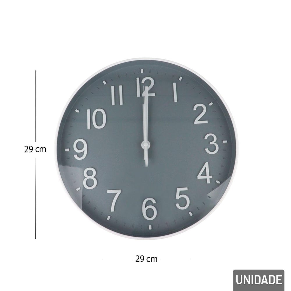 Relógio Analógico de Parede 29cm Redondo Branco