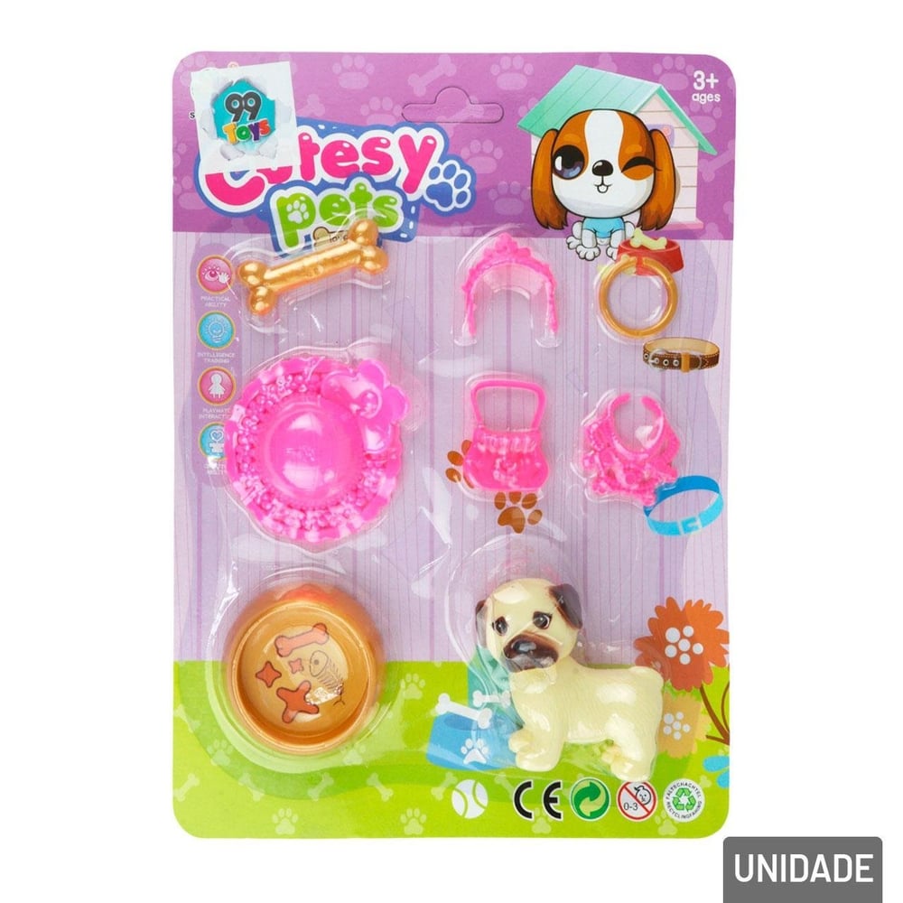 KIT Pets de Plástico com Acessórios Sortidos