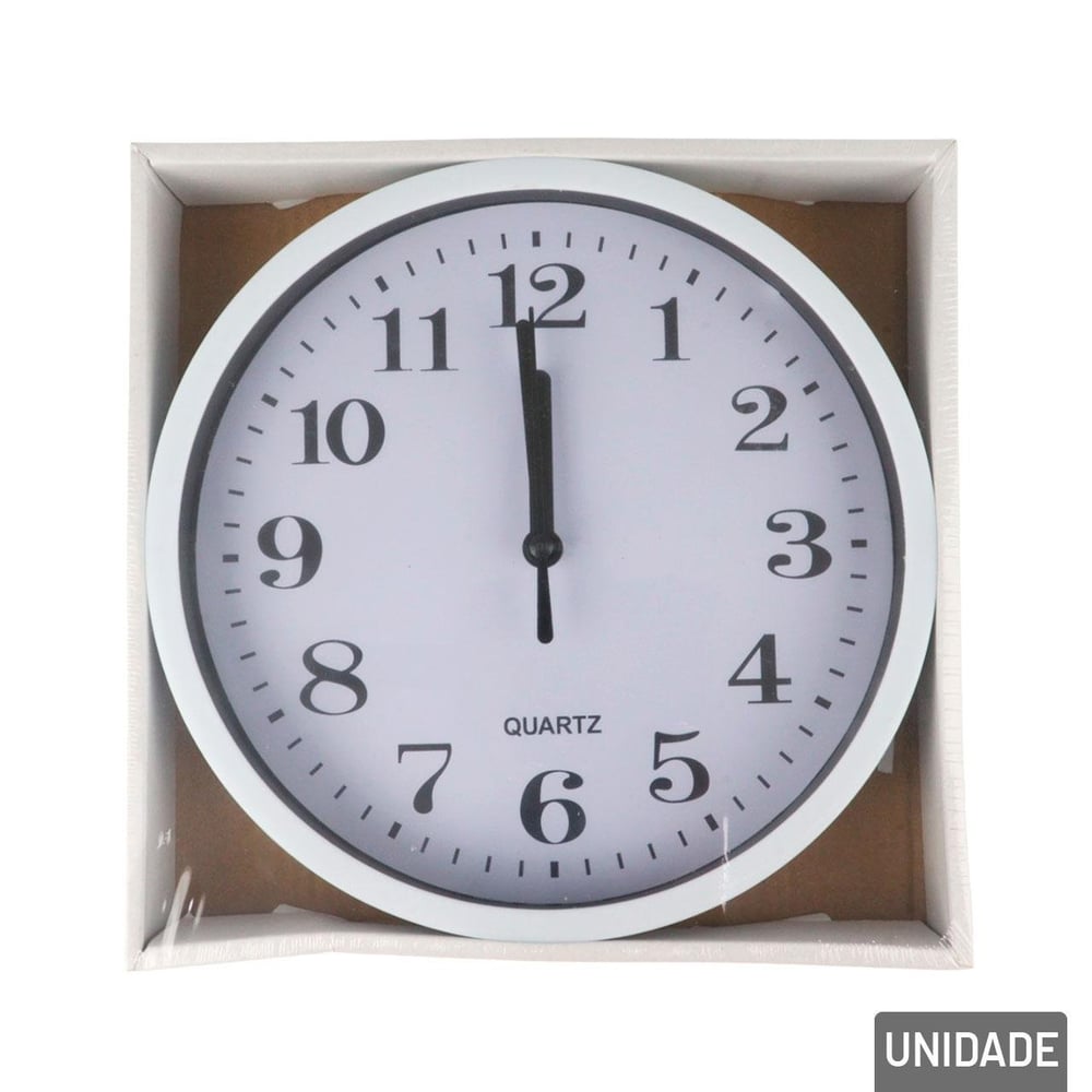 Relógio Analógico de Parede 19cm Redondo Branco