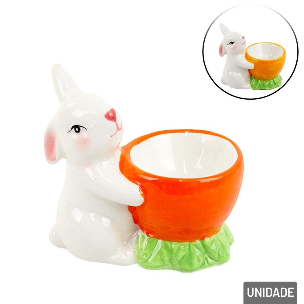 Enfeite Decorativo de Páscoa Coelho Porcelana 9cm