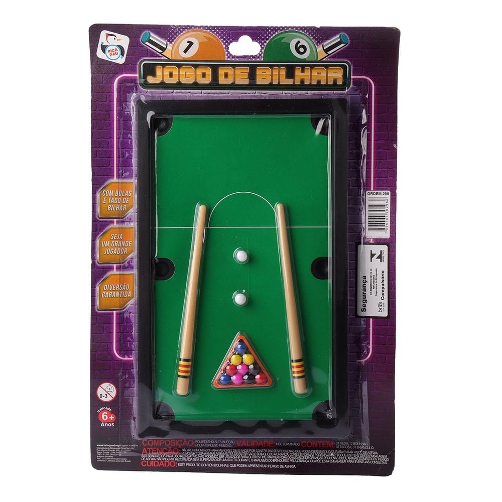 Mini Sinuca Infantil 35x24cm 16 Peças