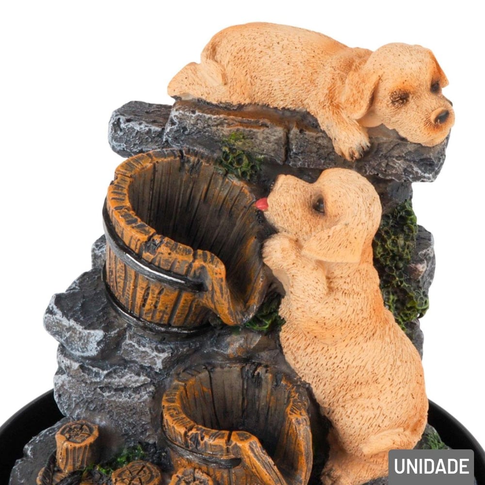 Fonte de água EM Resina 18cm Dogs LED Bivolt