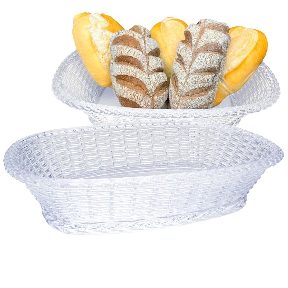 Cesto de Pão de Acrílico 20x30cm Trança Cristal