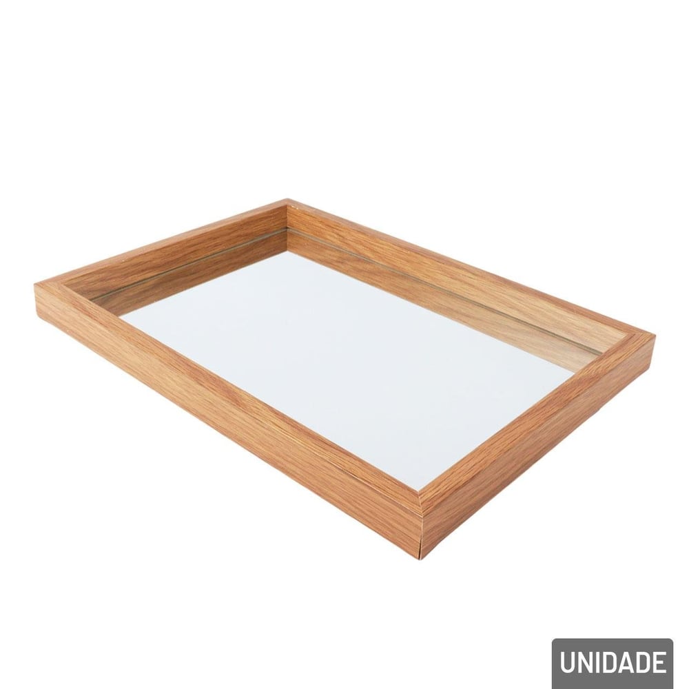 Bandeja Decorativa de Madeira 21,8x29,8cm Espelho